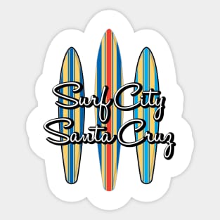 Surf City Santa Cruz California Logo Pack Sticker 3 Surfboards Dark Sticker